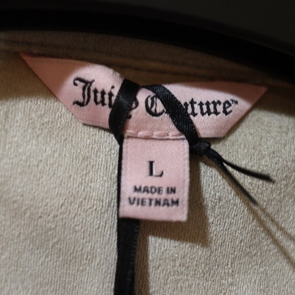 Juicy Couture Faux Suade Vest Tan Belted Open Front NWT LG - Picture 10 of 11